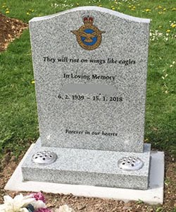 Welsh Slate Headstone Round top Monolith with chamfered edge and Script Font.