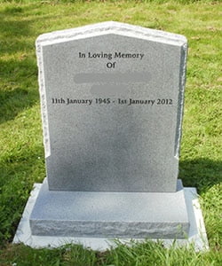 Welsh Slate Headstone Round top Monolith with chamfered edge and Script Font.